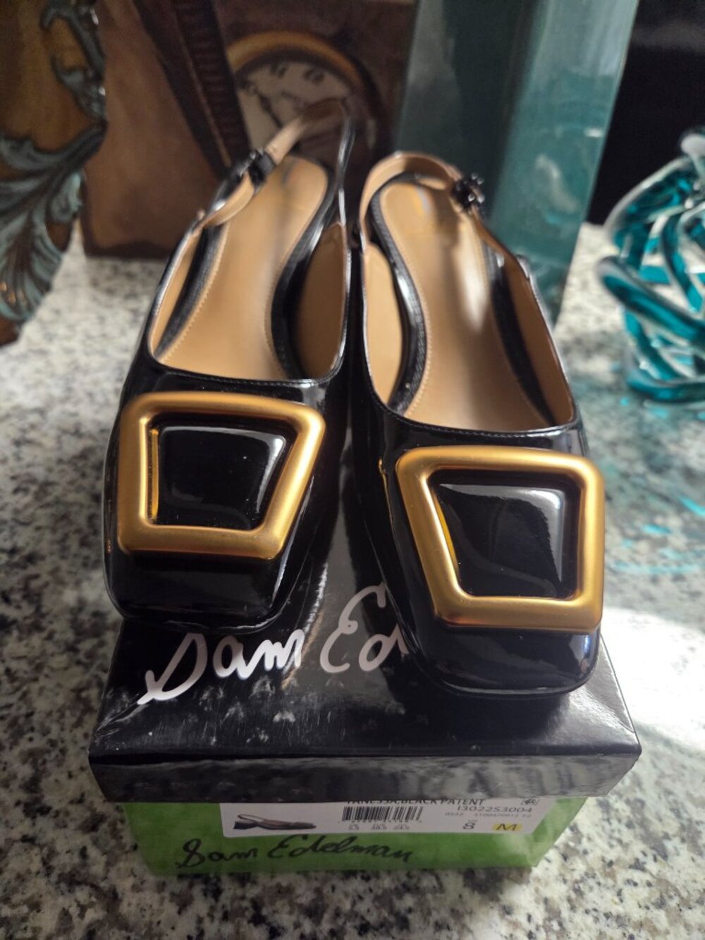 Sam Edelman “Tanesha” Black Patent Slingbacks (Size 8M)